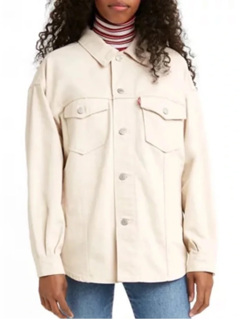 Levi's Women's Off-White Western Denim Trucker Jacket Shacket